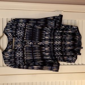 Cocomo Top, 3/4 Sleeve, Navy/White, Size 2X